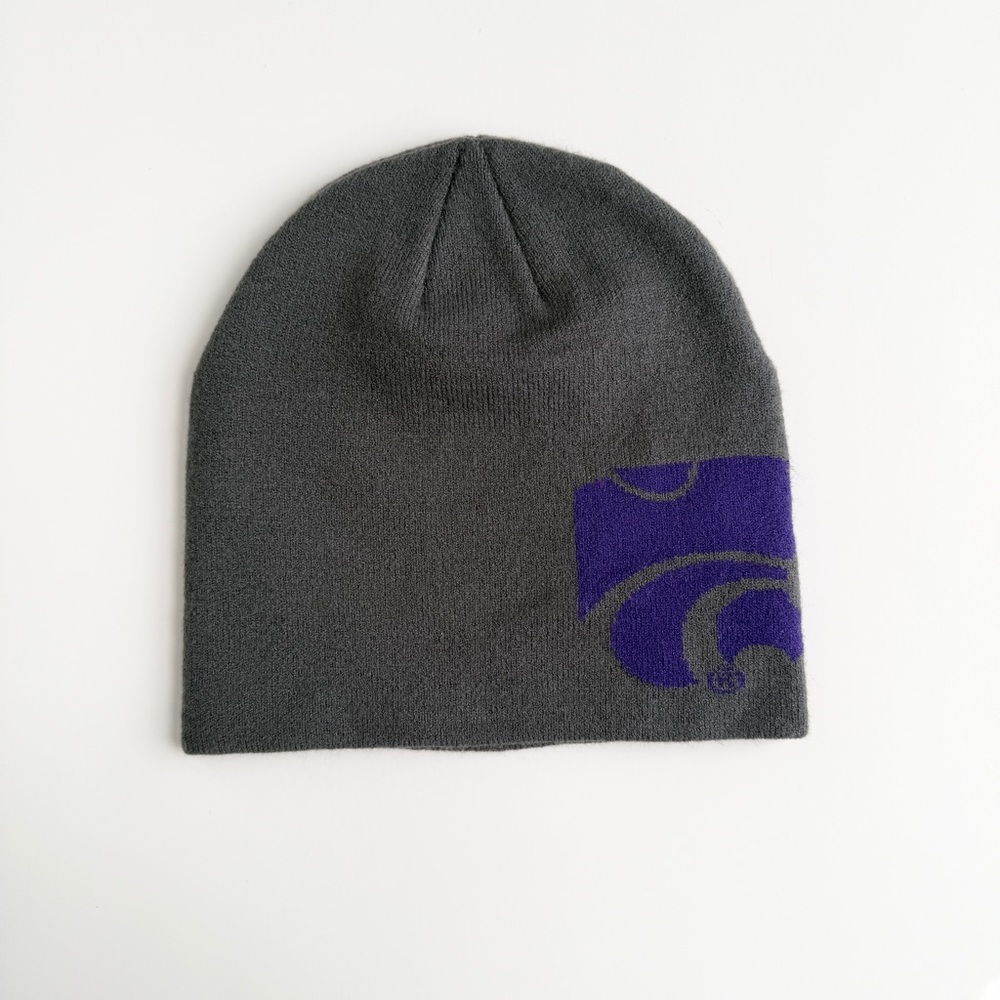 Nike K-State Gray Beanie with Purple Logo - One Size